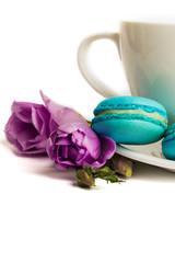 Cake macaron or macaroon isolated on white