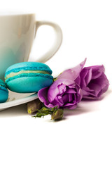 Cake macaron or macaroon isolated on white