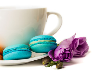 Cake macaron or macaroon isolated on white