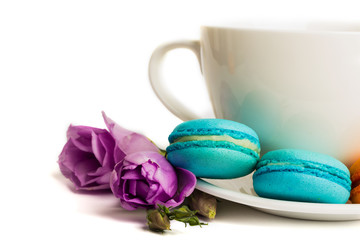 Cake macaron or macaroon isolated on white