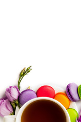 Cake macaron or macaroon isolated on white