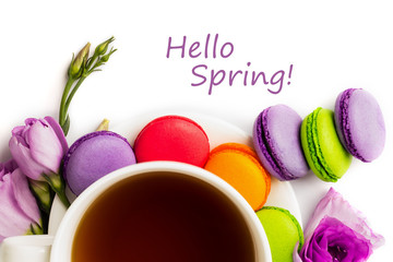 Cake macaron or macaroon isolated on white