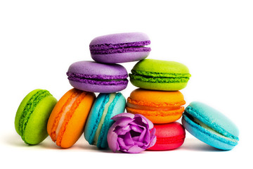 Cake macaron or macaroon isolated on white