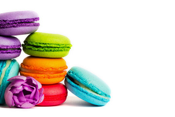 Cake macaron or macaroon isolated on white