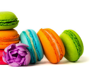 Cake macaron or macaroon isolated on white