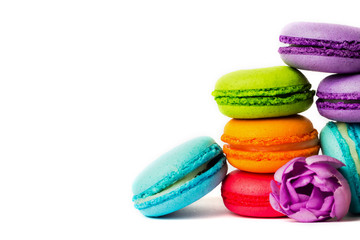 Cake macaron or macaroon isolated on white