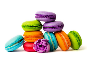 Cake macaron or macaroon isolated on white