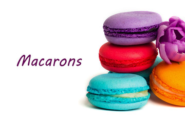 Cake macaron or macaroon isolated on white