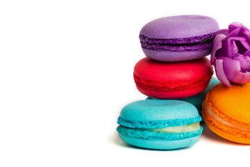 Cake macaron or macaroon isolated on white