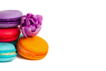 Cake macaron or macaroon isolated on white