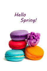 Cake macaron or macaroon isolated on white