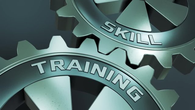 close up view of cogwheels, concept of training and learning (3d render)