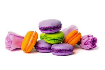 Cake macaron or macaroon isolated on white