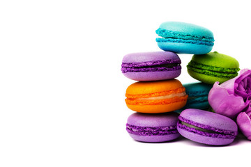 Cake macaron or macaroon isolated on white