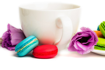 Cake macaron or macaroon isolated on white