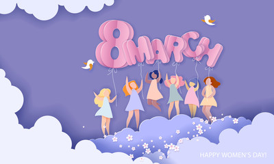 Happy 8 March womens day paper cut card