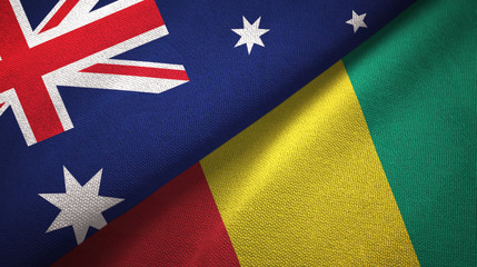Australia and Guinea two flags textile cloth, fabric texture