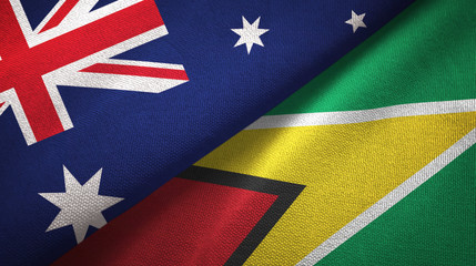 Australia and Guyana two flags textile cloth, fabric texture