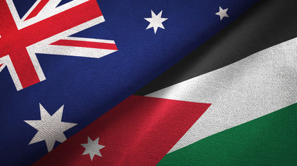 Australia and Jordan two flags textile cloth, fabric texture