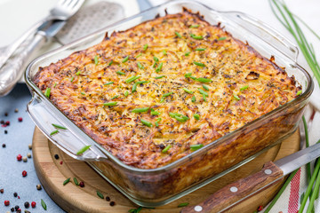 Homemade potato casserole kugel.