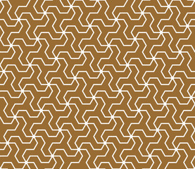 Seamless traditional Japanese ornament.Golden color background.White lines.
