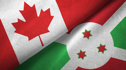 Canada and Burundi two flags textile cloth, fabric texture