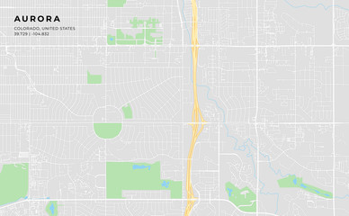 Obraz premium Printable street map of Aurora, Colorado