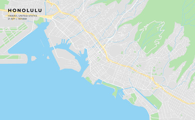 Printable street map of Honolulu, Hawaii