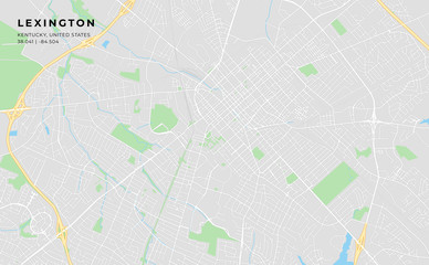 Printable street map of Lexington, Kentucky