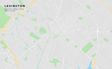 Printable street map of Lexington, Kentucky