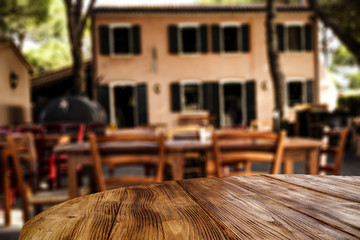 Wooden desk of free space and grill time 