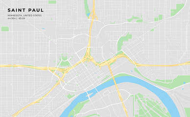 Printable street map of Saint Paul, Minnesota