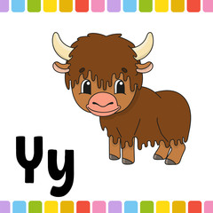 Animal alphabet. Zoo ABC. Cartoon cute animals isolated on white background. For kids education. Learning letters. Vector illustration.