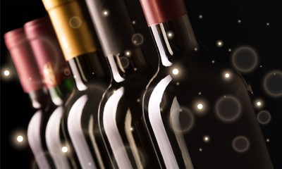 Wine wine bottles bottles alcoholic in a row closeup close-up
