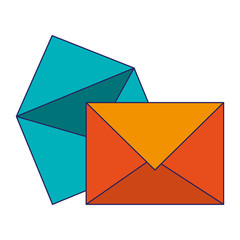 envelopes and mail symbol blue lines