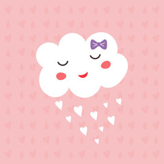 Funny kawaii cloud on the rainbow.Vector illustration