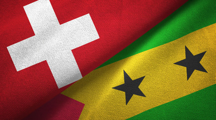 Switzerland and Sao Tome and Principe two flags textile cloth, fabric texture