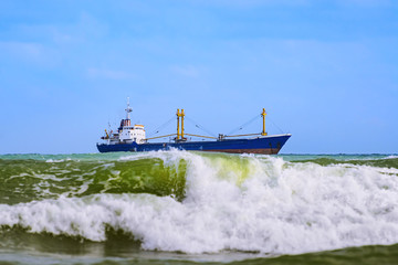 Dry cargo ship in the Sea