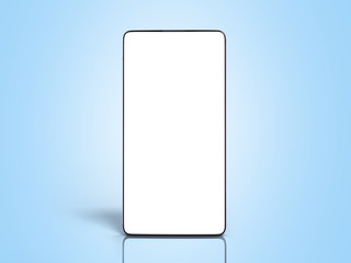 Modern full screen smart phone  White screen for mockup 3d render on blue gradient