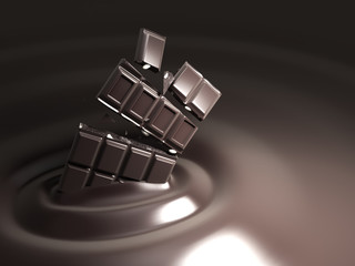 Melted slices of chocolate 3d render