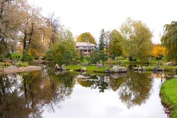 Fototapeta premium View of Japanese garden in Kadriorg park, Tallinn, Estonia