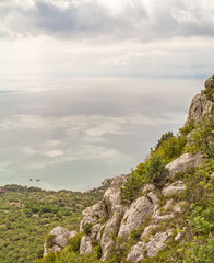 Fototapeta na wymiar Black Sea, valley and Laspi Pass in Crimea