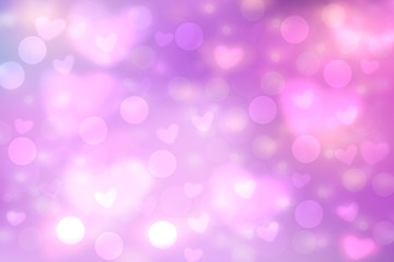 Abstract festive blur bright pink pastel background with pink hearts love bokeh for Mothers day, valentine or wedding card. Space for design. Card concept.