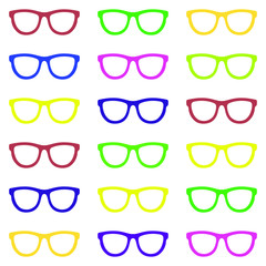 Set of eyeglasses. Seamless pattern with glasses. Vector illustration