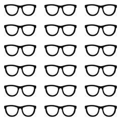 Set of eyeglasses. Seamless pattern with glasses. Vector illustration