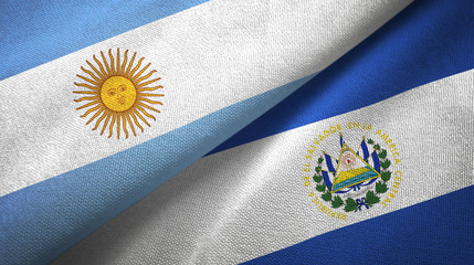 Argentina and El Salvador two flags textile cloth, fabric texture