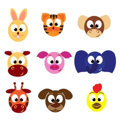 Obraz premium Animal emoticons. Face icons