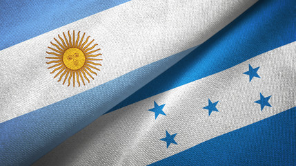 Argentina and Honduras two flags textile cloth, fabric texture