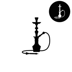 silhouette of a hookah  - white vector icon