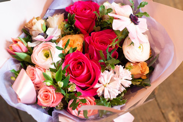 nunculus, anemone, rose, hyacinth, Tulip, rose, bouquet, flower, pink, roses, flowers, nature, love, white, wedding, red, floral, bunch, green, beauty, romance, blossom, petal, isolated, gift, beautif